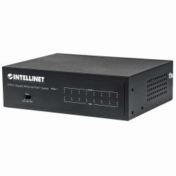 Intellinet 8-Port Gigabit Ethernet PoE+ Switch, IEEE 802.3at/af Power over Ethernet [PoE+/PoE]-konform, 60 W, Desktop 