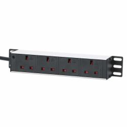 Intellinet 715621 Stromverteilereinheit [PDU] 4 AC-Ausgänge 1U Schwarz, Weiß 