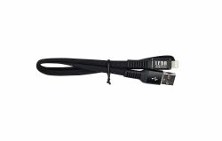 LEBA Innovation geflochtenes MFI Flachkabel| USB-A auf Lightning| 1.2m| schwarz| 1,2 m 