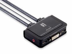 LevelOne 2-Port-Kabel-KVM-Switch, DVI, USB, Audio 