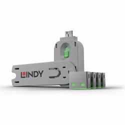 Lindy 40451 Schnittstellenblockierung Schnittstellenblockierung + Schlüssel USB Typ-A Grün Acrylnitril-Butadien-Styrol [ABS] 5 Stück[e] 