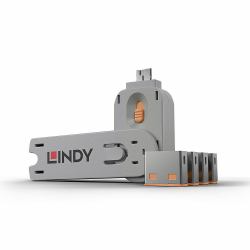 Lindy 40453 Schnittstellenblockierung Schnittstellenblockierung + Schlüssel USB Typ-A Orange Acrylnitril-Butadien-Styrol [ABS] 5 Stück[e] 