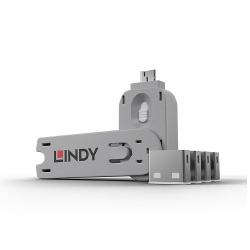 Lindy 40454 Schnittstellenblockierung Schnittstellenblockierung + Schlüssel USB Typ-A Weiß Acrylnitril-Butadien-Styrol [ABS] 5 Stück[e] 