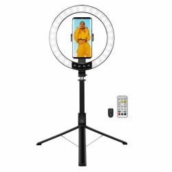 LogiLink LED Ring Fill Light, selfie - stick with tripod, 25 cm, - black - Warranty: 48M