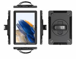 MAXCases Extreme Shield for Samsung Galaxy Tab A8 10.5 2021 X200/X205 [Black] with Hand strap shoulder strap & screen protector 26,7 cm [10.5"] Schwarz 