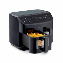 MEDION LIFE P20 XXL Twin DoppelzonenHeißluftfritteuse MD 11760, 2 separate Garzonen, 9 Automatikprogramme, 8,7 L Gesamt-Nutzinhalt, 2.600 Watt, Temperatur einstellbar bis 200 °C 