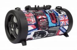 Manhattan Sound Science Bluetooth-Lautsprecher mit Tragegriff, Kabellose Musikwiedergabe, integrierte Bedienelemente, MicroSD-Kartenslot, USB-A-Port, FM-Radiomodus, 3,5-mm-Klinkenbuchse, Taschenlampe 