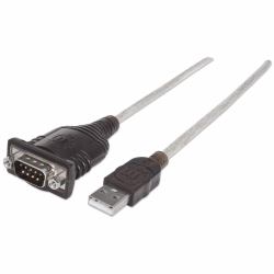 Manhattan USB auf Seriell-Konverter, Zum Anschluss eines seriellen Geräts an einen USB-Port, Prolific PL-2303RA-Chipsatz, 0,45 m, Polybag-Verpackung 