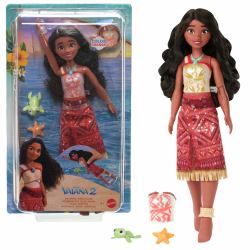 Mattel Disney Spielzeuge aus Vaiana 2, schwimmende Tautai Vaiana-Modepuppe mit 2 Zubehörteilen und Oberteil mit Farbwechsel 