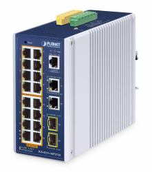 PLANET IP30 Industrial L2/L4 16-Port Managed L2/L4 Gigabit Ethernet [10/100/1000] Power over Ethernet [PoE] Aluminium, Blau 
