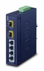 PLANET 4 Port 10/100/1000MbpsBase-T + 2 SFP Industrial Ehternet Switch, [-40øC - 75øC] 
