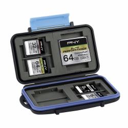 PNY CASECF4SD8-RB Speicherkarte-Gehäuse Polycarbonat, Gummi Schwarz, Blau 