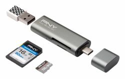 PNY R-TC-UA-3N1E01-RB Kartenleser USB 3.2 Gen 1 [3.1 Gen 1] Type-C Metallisch 