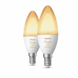 Philips Hue White ambience E14 - Smarte Lampe Kerzenform Doppelpack - 470 