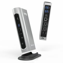 Plugable Technologies TBT4-UDZ-UK laptop-dockingstation & portreplikator Kabelgebunden Thunderbolt 4 Schwarz, Silber 