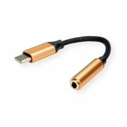 ROLINE 12.03.3223 Handykabel Schwarz, Gold 0,13 m USB C 3.5mm 