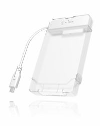 ICY BOX IB-AC703-C, USB 3.2 Gen 1 Type-C zu 2,5" SATA Festplatten [9,5 mm Höhe] Adapter Kabel mit Schutzbox, Zugriff LED, weiß 