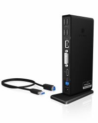 ICY BOX IB-DK2241AC, 11 in 1 USB 3.2 Gen 1 Notebook Dockingstation, USB 3.2 Gen 1 auf: 2x USB 3.2 Gen 1+2x Video[HDMI+DVI]+1xGigabitLAN+4xUSB 2.0+Audio+Charge 