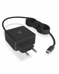 RaidSonic ICY BOX IB-PS111-PD, Netzteil für Power Delivery 65 W, integriertes Type-C® Kabel, 1,5 m Kabel, schwarz 
