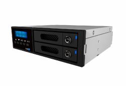 Raidon iR2022, internal RAID 0,1, 2x 2,5" SATA zu SATA, [SATA III 6Gbit/s] LCD Display, 5,25" Form factor, black 