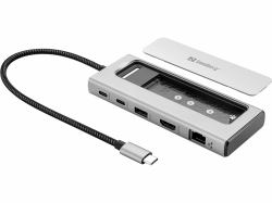 Sandberg 136-82 laptop-dockingstation & portreplikator Kabelgebunden USB 3.2 Gen 2 [3.1 Gen 2] Type-C Grau 