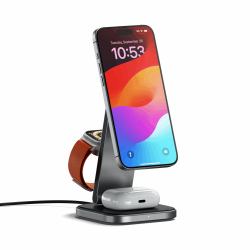 Satechi ST-Q31FM-EA Ladegerät für Mobilgeräte Kopfhörer, Smartphone, Smartwatch Grau, Schwarz USB Kabelloses Aufladen Drinnen 