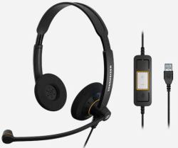 Sennheiser SC60 USB Lync Bin Headset - SC 60 USB ML, Headset, - Head-band, Office/Call center, Black, Binaural, Digital - Warranty: 12M
