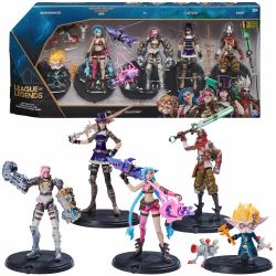 Spin Master League of Legends - 10cm Actionfiguren 5er Pack [Vi, Caitlyn, Ekko, Heimerdinger und exklusiver Jinx] jeweils mit Accessoires und Ausstellungssockel 