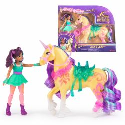 Spin Master Unicorn Academy - Ava und Einhorn Leaf Set, ca. 12 cm Originalfiguren zur Netflix Serie mit abnehmbarem Sattel, Mähnen- und Schweifbürste und Zubehör, für Kinder ab 4 Jahren 
