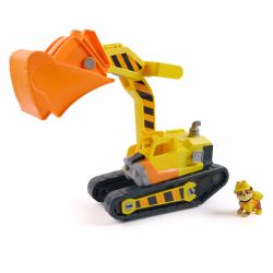 Spin Master Rubble & Crew - Rubbles extragroßer 2-in-1 Premium Bagger-Fahrzeug, Planierraupe mit Baggerschaufel, Schweißbrenner, Schraubenzieher und Schraubenschlüssel sowie Rubble Hundefigur 