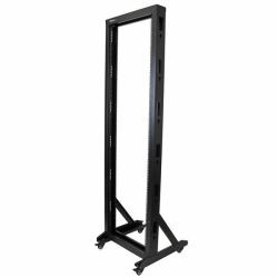 StarTech.com 42HE 2-Pfosten Open Frame Rack, 19 Zoll IT-Serverrack mit Rollen, 300kg Traglast, freistehend 