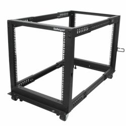 StarTech.com 12HE 4-Pfosten Server Rack, 19 Zoll Open Frame Serverrack, 101cm Montagetiefe, 544kg Traglast, mobil oder Bodenmontage 