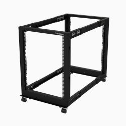 StarTech.com 15HE 4-Pfosten Server Rack, 19 Zoll Open Frame Serverrack, 101cm Montagetiefe, 544kg Traglast, mobil oder Bodenmontage 