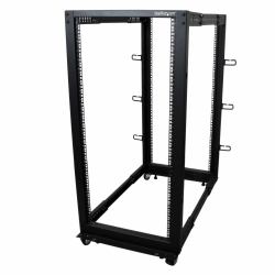 StarTech.com 25HE 4-Pfosten Server Rack, 19 Zoll Open Frame Serverrack, 101cm Montagetiefe, 544kg Traglast, mobil oder Bodenmontage 