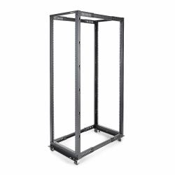 StarTech.com 42HE 4-Pfosten Server Rack, 19 Zoll Open Frame Serverrack, 101cm Montagetiefe, 600kg Traglast, mobil oder Bodenmontage 