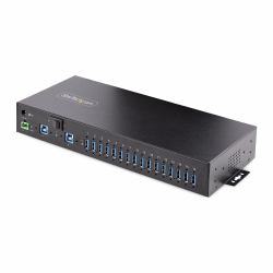 StarTech.com 16-Port Industrie USB 3.0 Hub 5Gbit/s, DIN/Aufputz/Rack Montage, ESD-Schutz, Terminal Block Stecker, 120W Ladeleistung, Robuster USB Verteiler, Dual-Host USB Switch, Heavy Duty USB Mehrfachstecker 