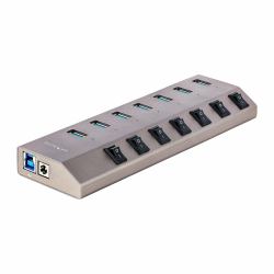 StarTech.com 7-Port USB 3.0 Hub Mit Netzteil Und Individuellen Ein/Aus Schaltern, USB-C/A 3.1 Auf 7x USB-A, 5Gbit/s USB Splitter/Verteiler Mit Eigener Stromversorgung 