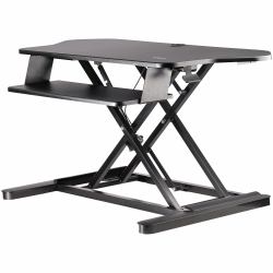 StarTech.com Eck-Sitz-Steh-Schreibtischaufsatz mit Tastaturablage - große Arbeitsfläche [89 x 53cm] - höhenverstellbarer, ergonomischer Schreibtisch/Tisch-Steharbeitsplatz - unterstützt zwei Monitore 