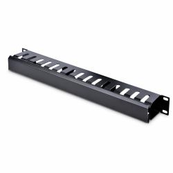 StarTech.com Horizontaler 1HE Rack Finger Kabelkanal mit Abdeckung - 19" Netzwerk/serverschrank Finger Kabelführung Panel - geschlitzter Kabelkanal mit Abdeckung 