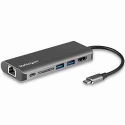 StarTech.com USB-C Multiport Adapter, tragbare USB-C Dockingstation auf 4k HDMI, 2 Port USB 3.0 Hub, SD/SDHC, GbE, 60W PD Pass-Through - USB Typ-C/Thunderbolt 3 - ERSETZT DURCH DKT30CHSDPD1 