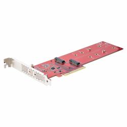 StarTech.com Dual M 2 PCIe AdapterKarte, PCIe x8/ x16 auf Dual AHCI oder NVMe M.2 SSDs, PCI Express 4.0, 7,8GB/s pro Laufwerk, Bifurkation Erforderlich - Windows/Linux Kompatibel, Voll und Niedrig rofil Blende 