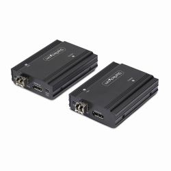 StarTech.com DisplayPort KVM Extender über Glasfaser, 4K60Hz, Konsolen-Extender 300m [Multimode], 4K KVM Verlängerung LWL, mit vorinstallierten SFP+ Modulen, 3x USB HID 