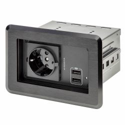 StarTech.com Tischanschlussfeld mit Einbausteckdose mit 2x USB-Anschlüssen 