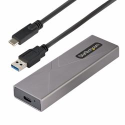StarTech.com USB-C M.2 Externes Gehäuse für NVMe und SATA M.2 - USB-C/USB-A auf M.2 NVMe/SATA SSD - 10Gbit/s, M/B+M key M.2 Laufwerke - 2230/2242/2260/2280 - Aluminiumgehäuse - werkzeuglos - USB-C und USB-A Kabel 