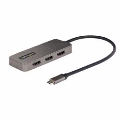 StarTech.com 3-Port USB-C Multi-Monitor Adapter, USB-C auf 3x HDMI MST Hub, Dreifach 4K 60Hz HDMI Laptop Display Extender / Splitter, HDR, extra langes integriertes Kabel - nur Windows 
