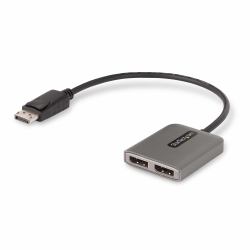 StarTech.com 2-Port Multi-Monitor DisplayPort Adapter, DP auf 2x DisplayPort 1.4 Splitter, Dual 5K 60Hz Computer MST Hub, Extra Langes Integriertes Kabel, nur Windows 
