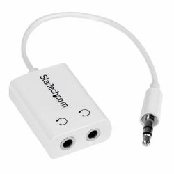 StarTech.com 3,5mm Klinke auf 2 x 3 pol Klinke Headset Audio Splitter / Y-Adapter - Weiß 