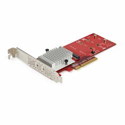 StarTech.com Dual M.2 PCIe SSD Adapter Karte - x8 / x16 Dual NVMe oder AHCI M.2 SSD zu PCI Express 3.0 - M.2 NGFF PCIe [M-Key] kompatibel - Unterstützt 2242, 2260, 2280 - JBOD - Mac & PC 