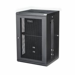 StarTech.com 4-Pfosten 18HE Netzwerkschrank mit 1HE Fachboden, 19" Aufklappbares Wand-Rack für Daten / AV / Elektronik / Computer, Rack-Gehäuse mit flexibler Belüftung 