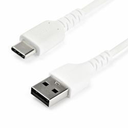 StarTech.com 1m USB-A zu USB-C-Schnellladekabel, Laden und Synchronisieren, 3A, USB 2.0, Weiß, TPE-Mantel mit Aramidfaser - Robustes USB Ladekabel 
